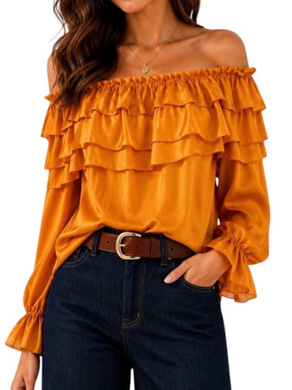 Alice + Olivia Off-Shoulder Ruffle Blouse - Picture 1 of 3